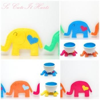 LOVE cozy elephant coasters - Set of Five 